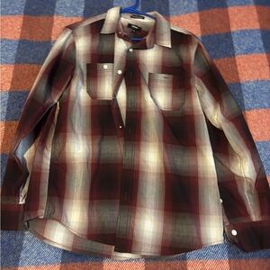 Urban Pipeline Maroon and Gray Plaid Shirt
